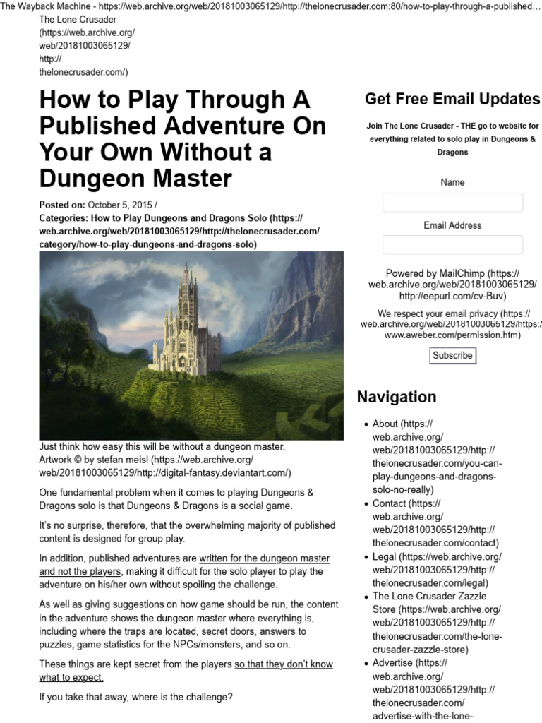 How To Play Through A Published Adventure On Your Own Without A Dungeon ...