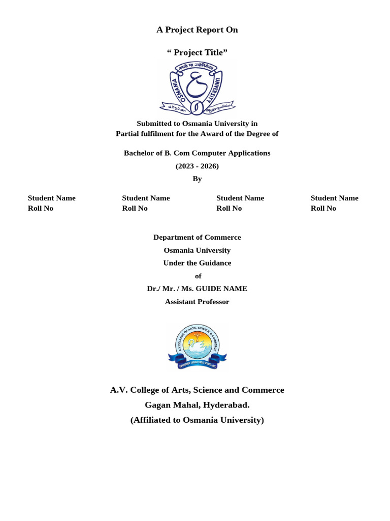 Revised Project Front Pages | PDF