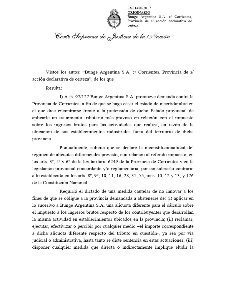 Fallo CSJ 1480 - 2017 | PDF | Impuestos | Demanda judicial