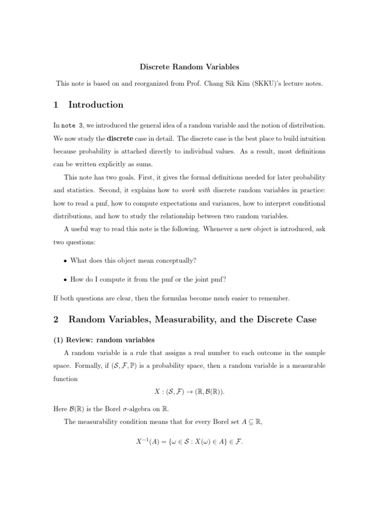 ECO1005_note4 (1) | PDF | Probability Distribution | Random Variable