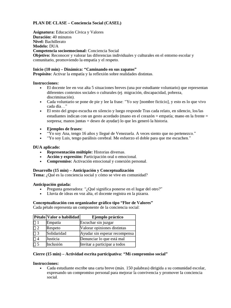 Plan de Clase 2 | PDF | Empatía