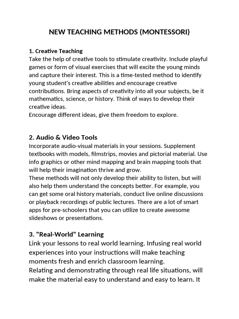 Revised Montessori Methods of Teaching-1 | PDF