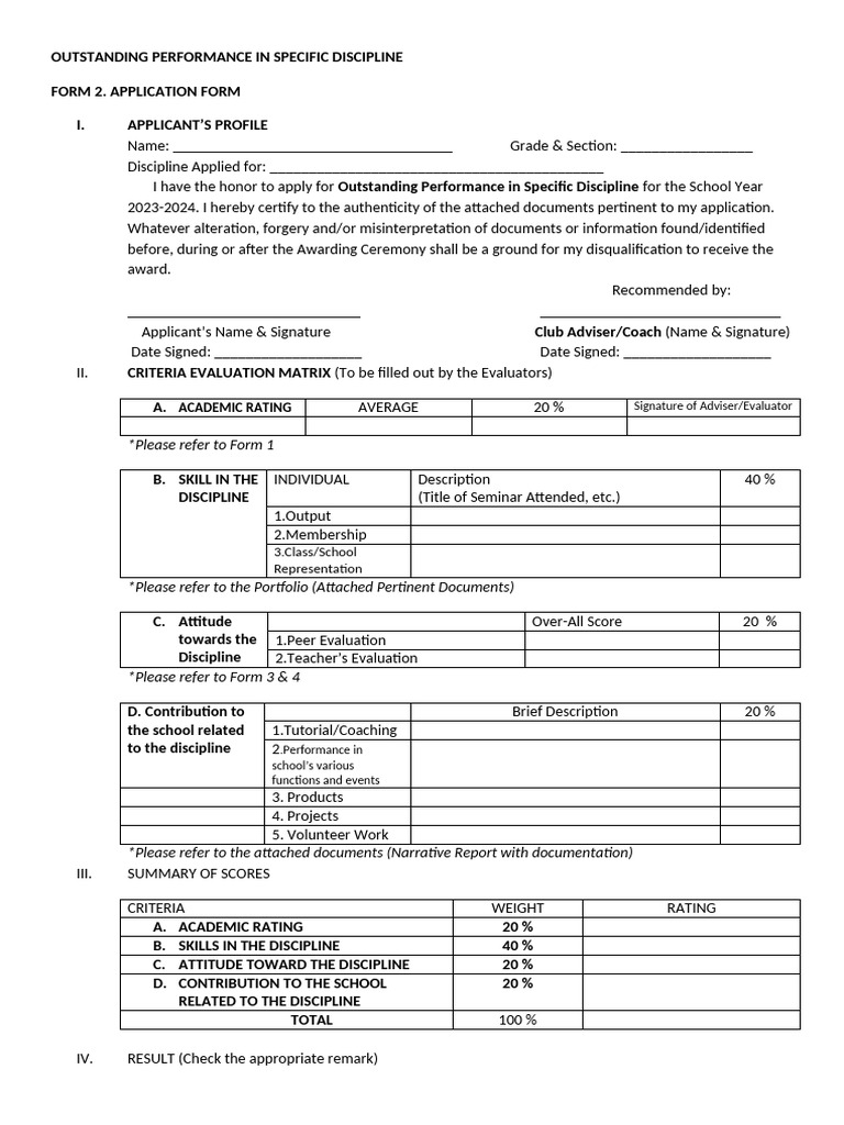 Application Form Specific Discipline | PDF | Signature