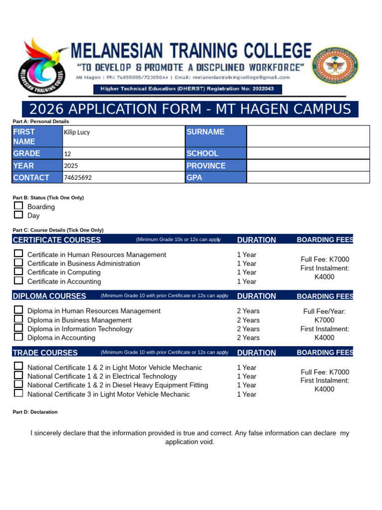2026 Application Form | PDF