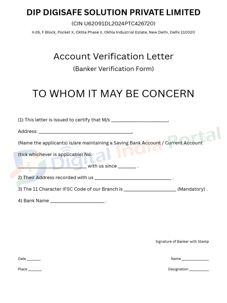 Account Verfication Form | PDF