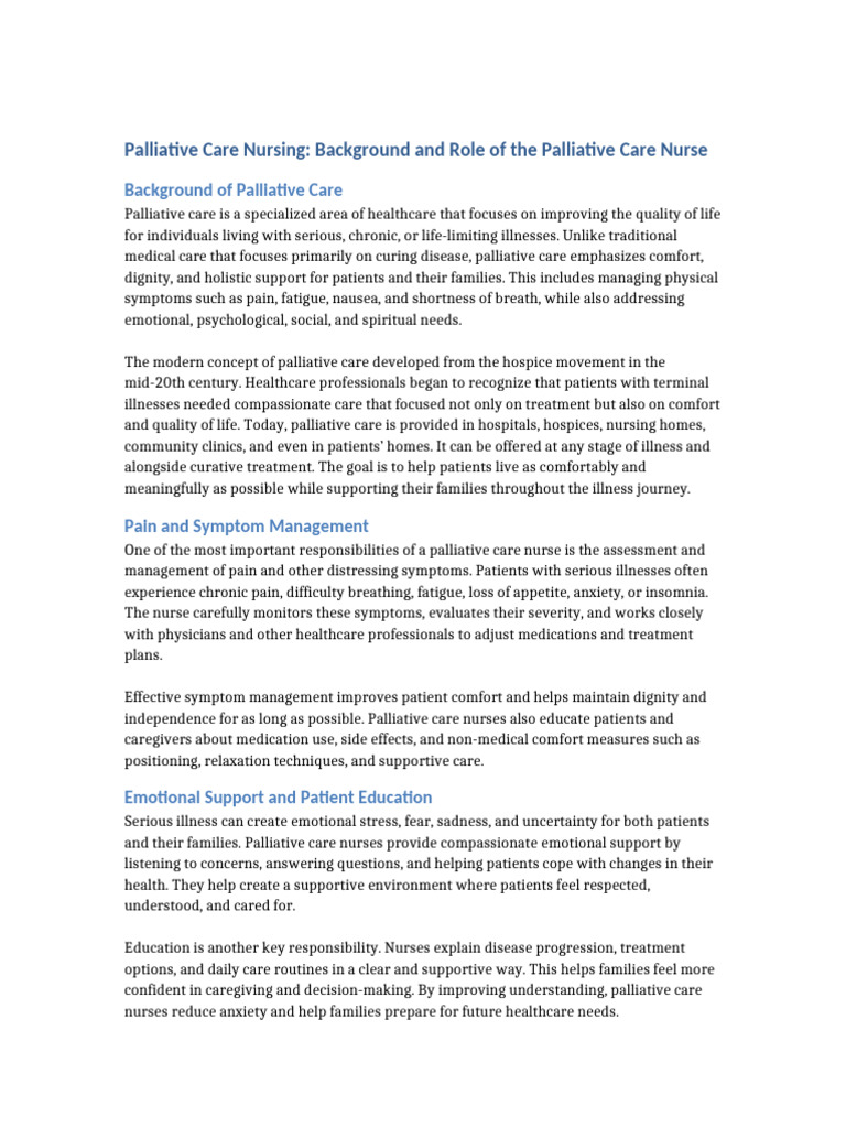 Palliative Care Nursing Details | PDF | Palliative Care | End Of Life Care