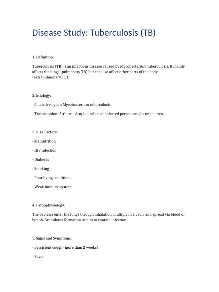 Tuberculosis Disease Study | PDF