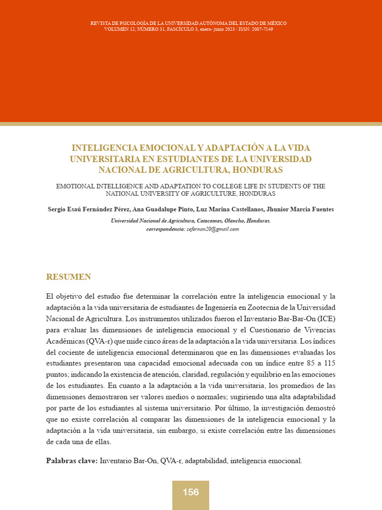 Inteligencia Emocional y Adaptacion A La Vida Univ | PDF | Las ...