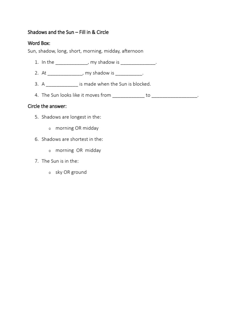 Thinking Homework Shadows | PDF