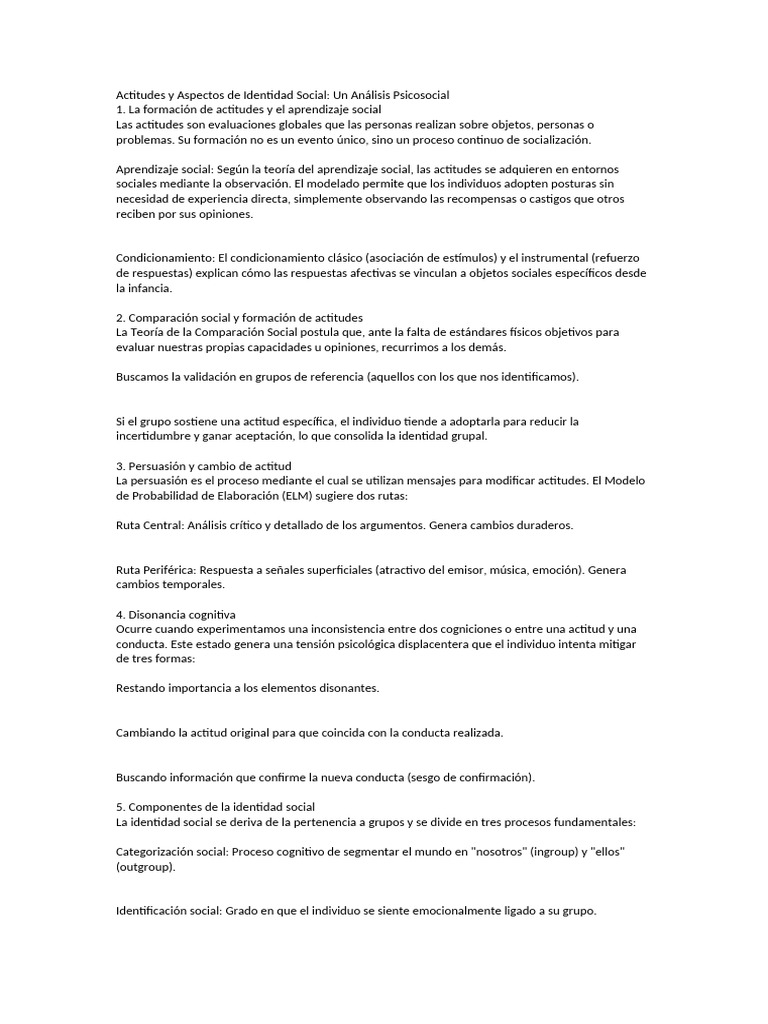 Actitudes y Aspectos de Identidad Social | PDF | Actitud (psicología ...
