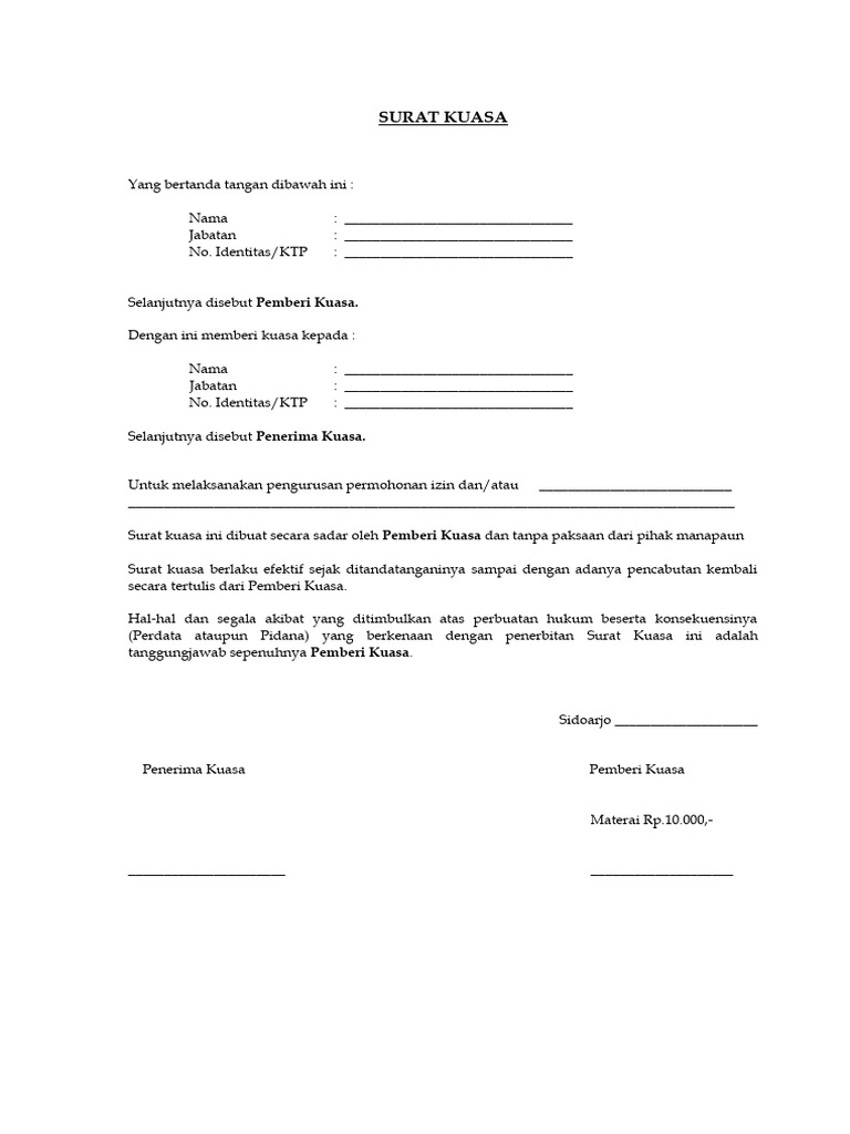 Format Surat Kuasa | PDF