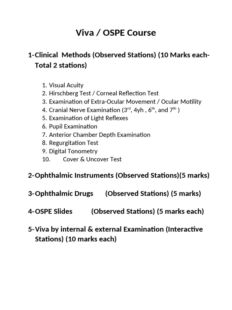 Viva Ospe Course | PDF