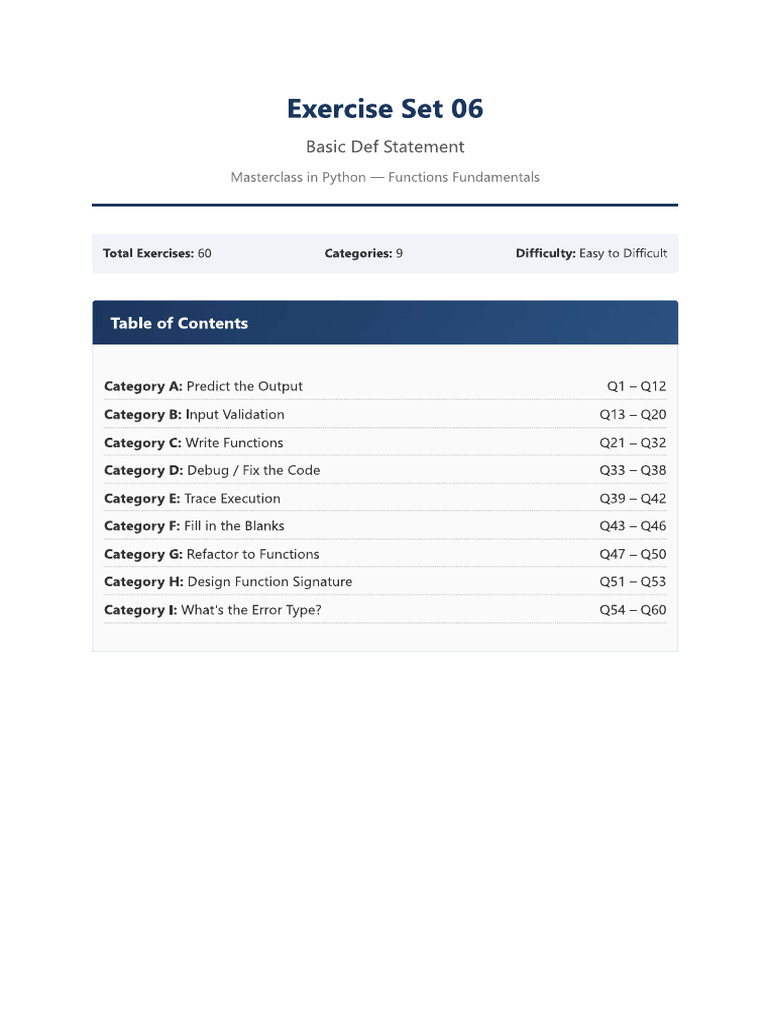 EXERCISE SET 06 Basics of Def Statement | PDF
