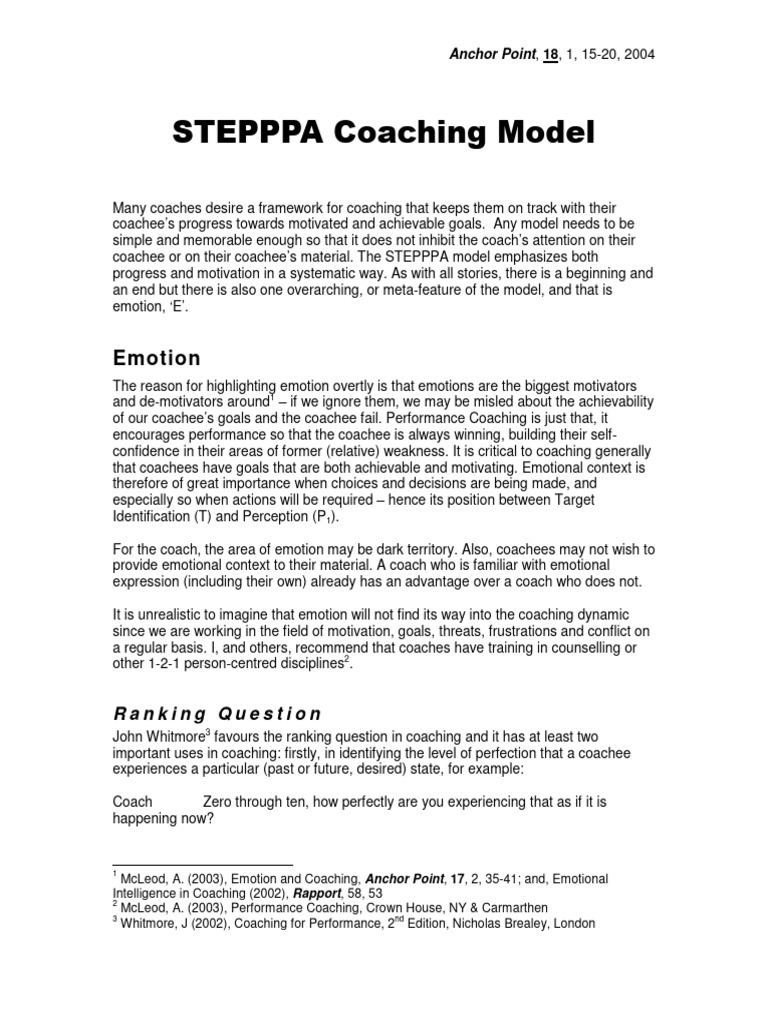 The STEPPPA Coaching Model | PDF | Emotions | Perception
