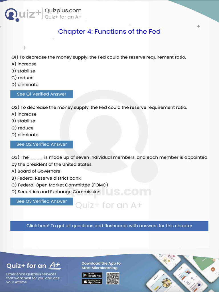 To Decrease the Money Supply the Fed Could the Reserve Requirement ...