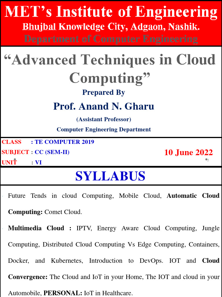 Final Unit Vi CC 2022 | PDF | Cloud Computing | Multicast