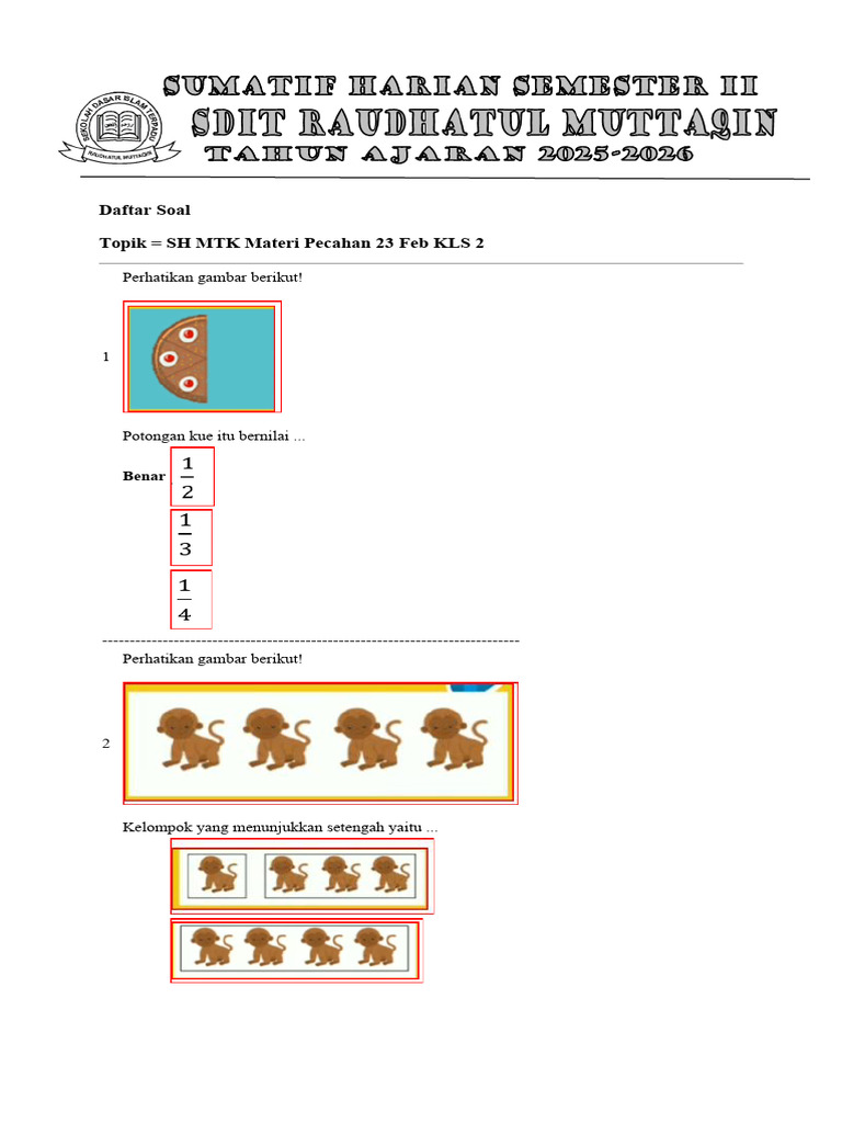Contoh soal Matematika kelas 2 | PDF