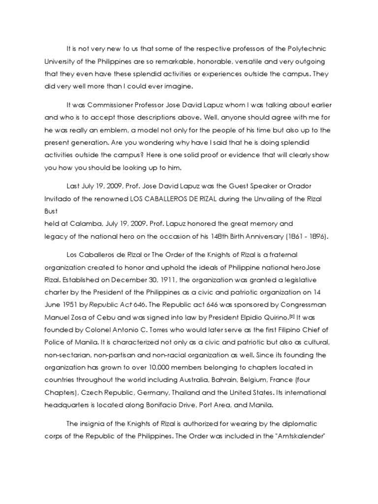 Essay about jose rizal brainly image