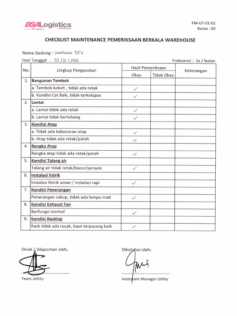 Checklist Warehouse 02-01-2026 | PDF