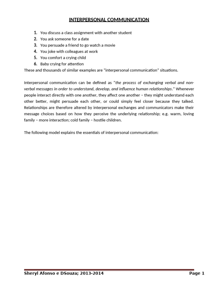 Interpersonal Communication | PDF | Communication | Nonverbal Communication