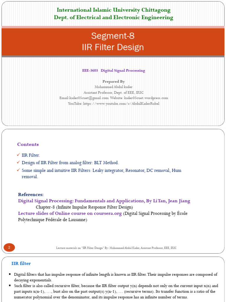 Segment 8 Iir Filter | PDF