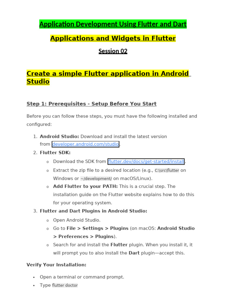 Session - 02 - Applications and Widgets in Flutter | PDF | Ios | Mobile App