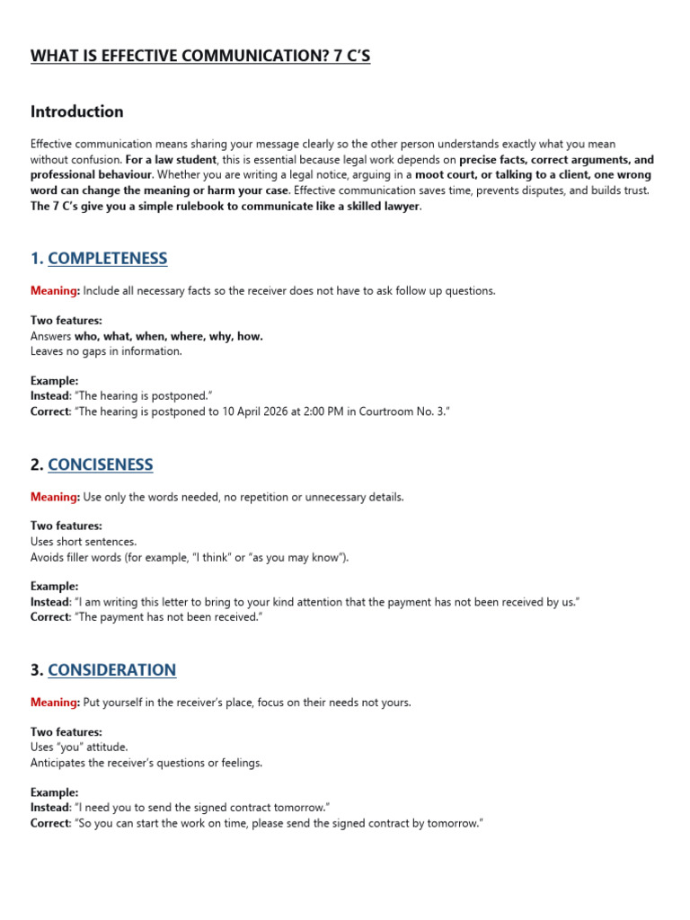 What is Effective Communication 7c | PDF | Communication