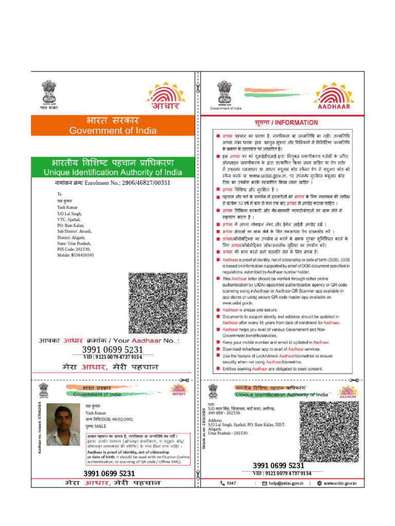 Yash Aadhar Compressed | PDF