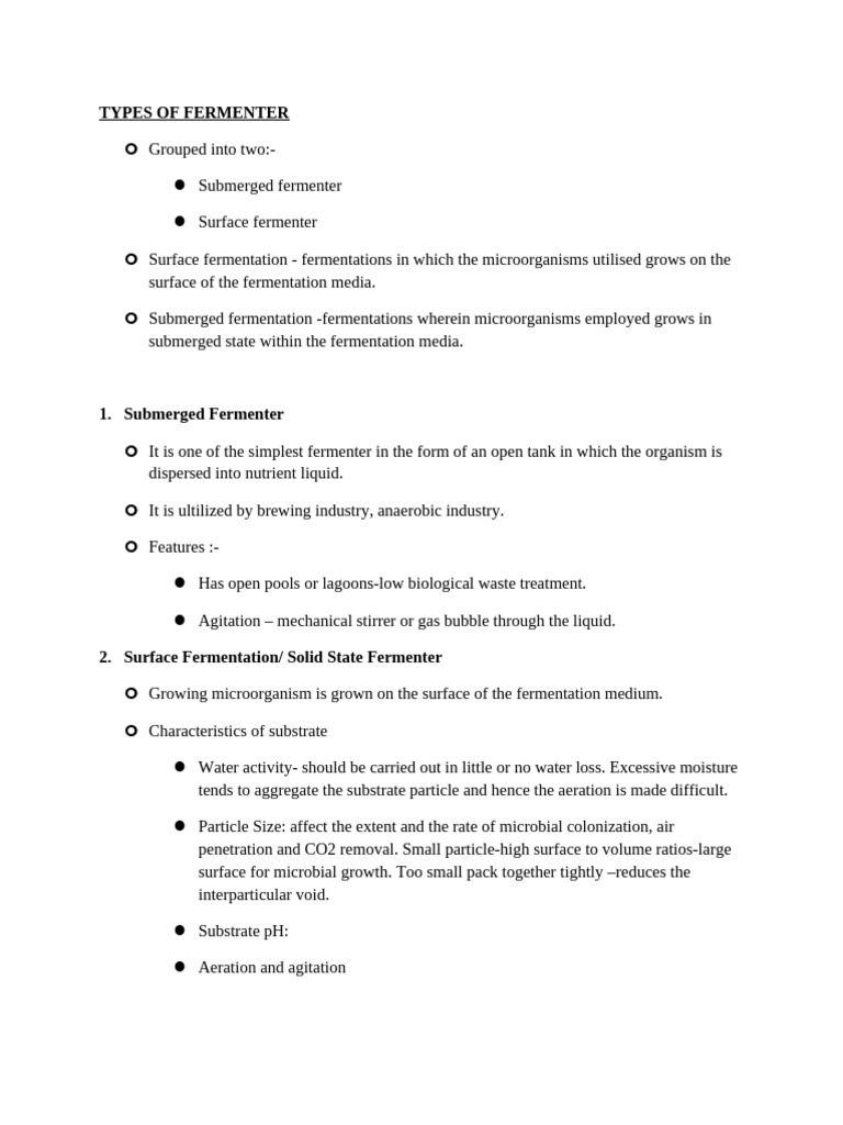 Types of Fermenter | PDF | Fermentation | Chemistry