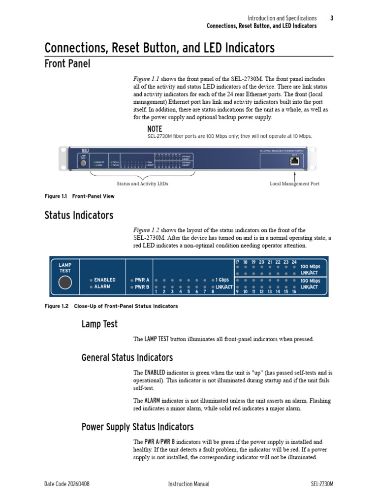 SEL-2730M Instruction Manual | PDF | Ethernet | Computer Networking
