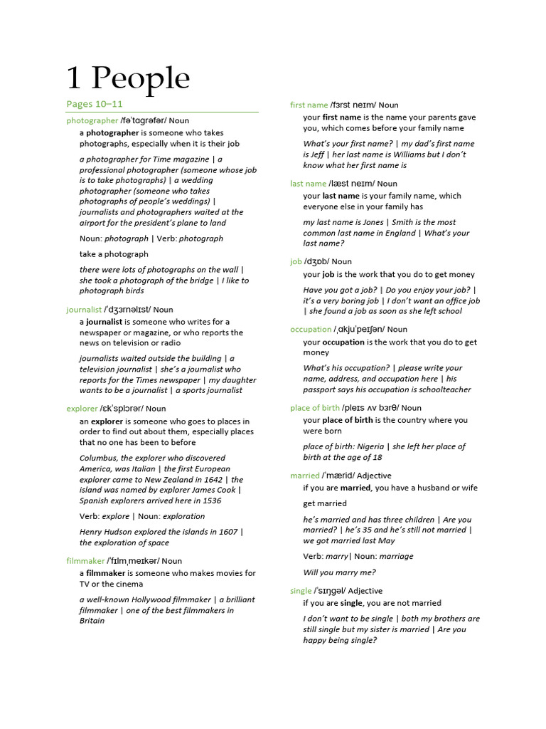 life_2e_sb2_u01_wordlist | PDF | Adjective | English Language