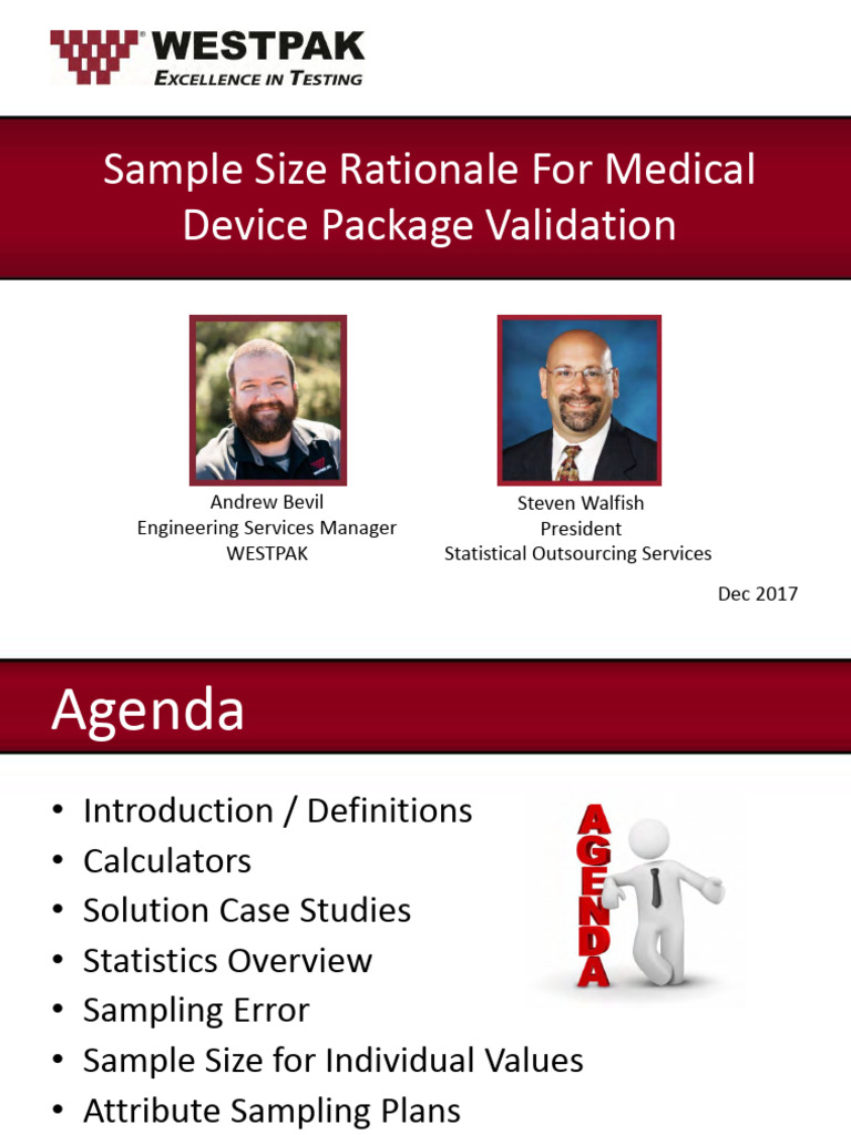 Westpak Sample Sizes For Medical Device Package Validation Dec 2017 ...