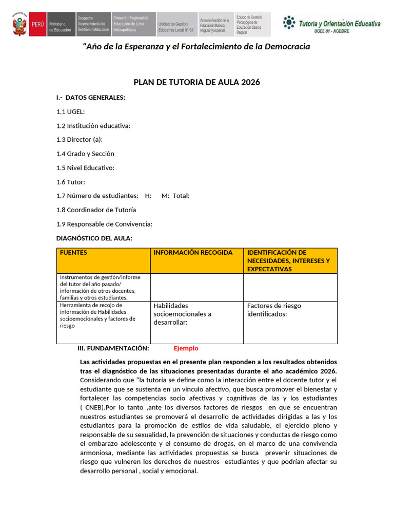 Esquema Plan de Aula Secundaria Ciclo Vi 2026 | PDF | Salón de clases