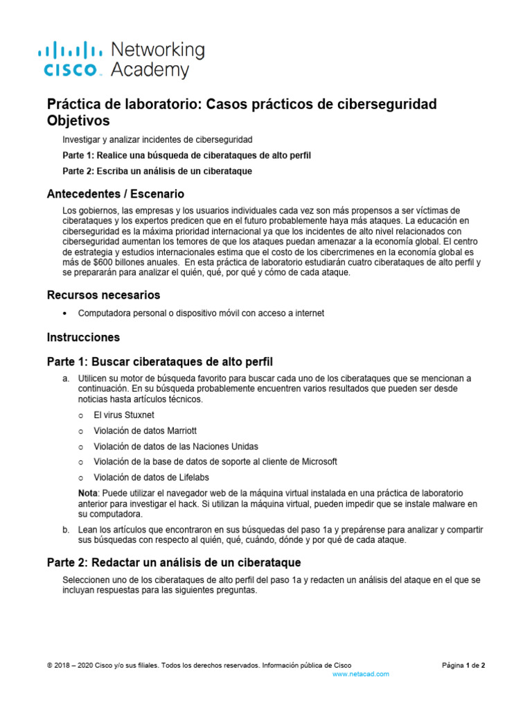 1.1.6 Lab - Cybersecurity Case Studies | PDF | La seguridad informática ...