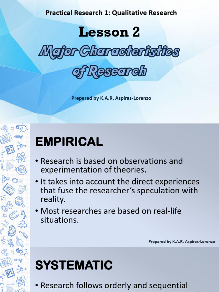 PR1 03 Lesson 2 Characteristics of Research | PDF