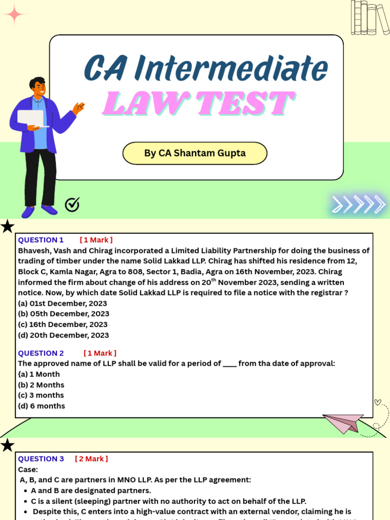 CA INTER LAW TEST QUESTIONS (2) | PDF