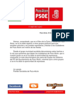 Comunicado PSOE Pozo Alcón