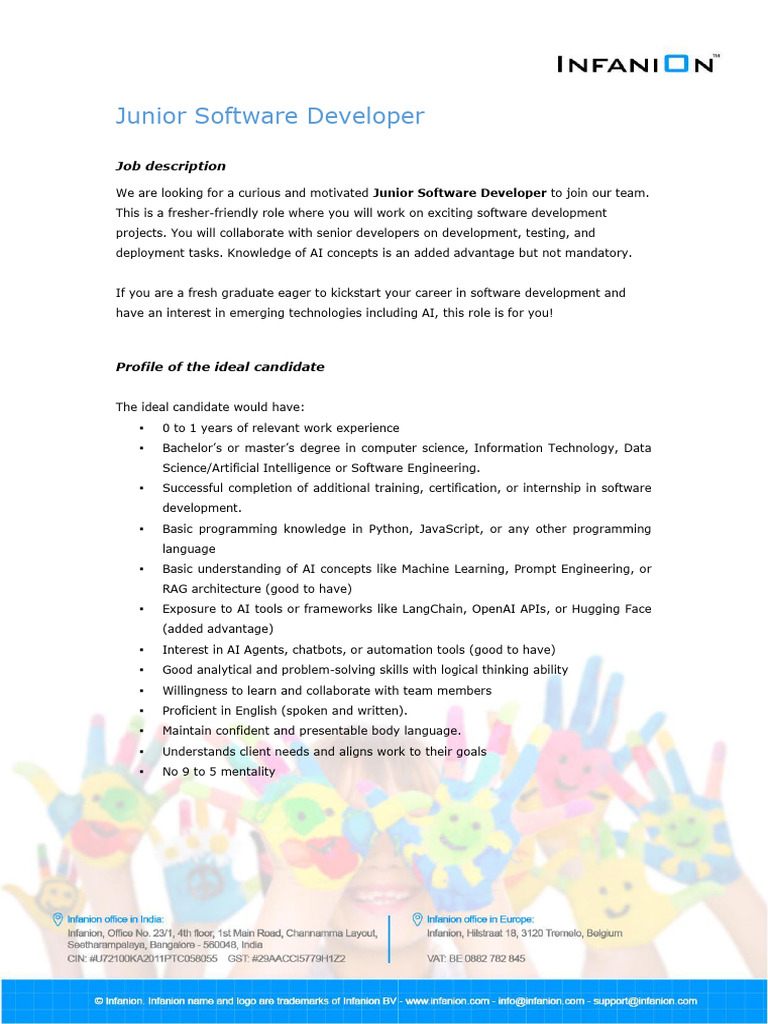 Infanion Junior Software Developer 2025 | PDF