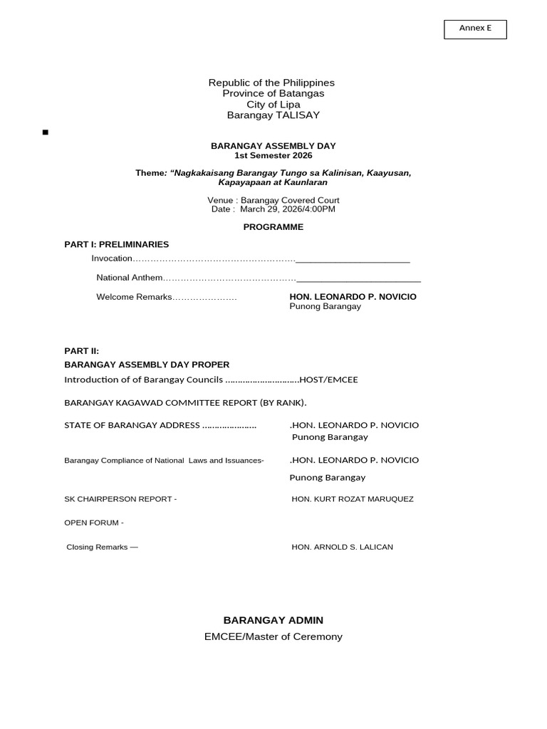 Annex E - Programme Template | PDF