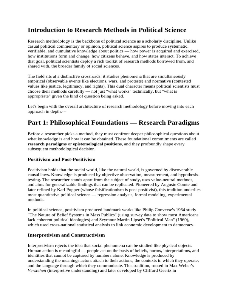 Introduction To Research Methods in Political Science | PDF | Validity ...