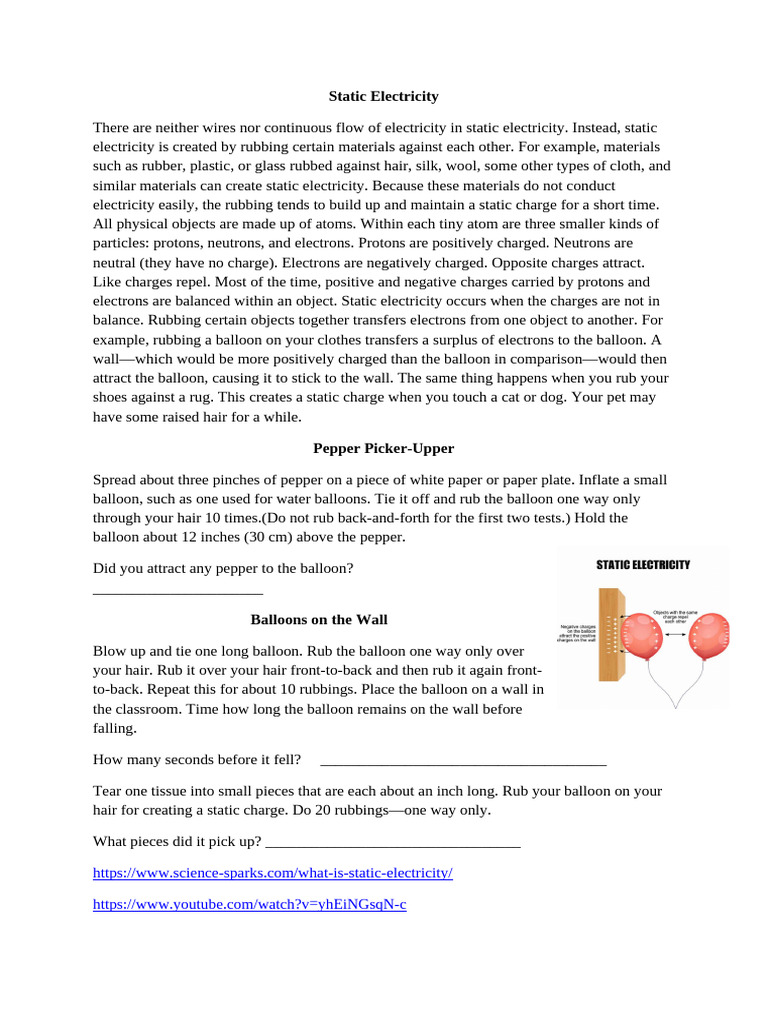 Static Electricity | PDF | Electric Charge | Electricity
