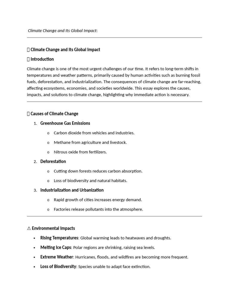 Climate Change and Its Global Impact | PDF | Climate Change | Flood