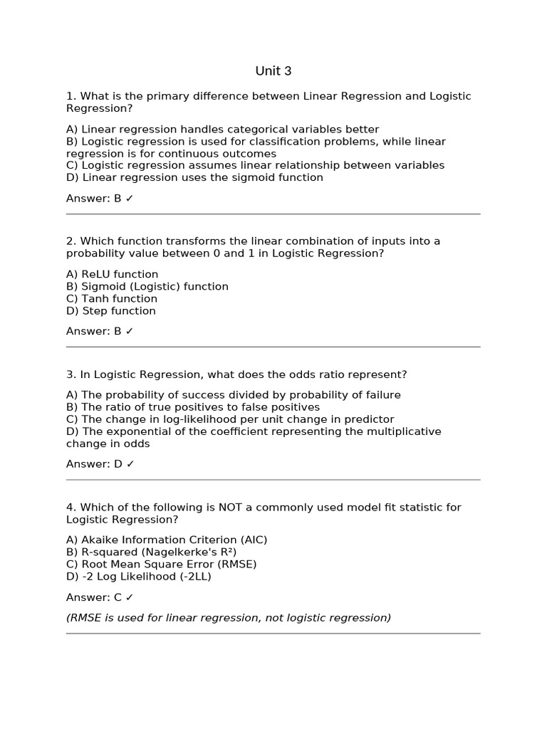 Mid 2 DA IMP Objective | PDF | Logistic Regression | Errors And Residuals