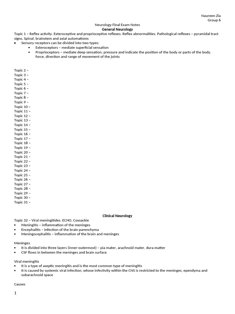 Neurology Final Exam Notes | PDF | Stroke | Multiple Sclerosis