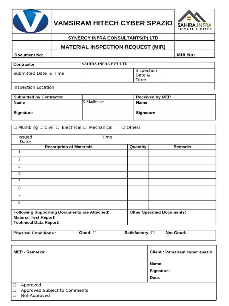 Mep Mir Form - Pipes | PDF