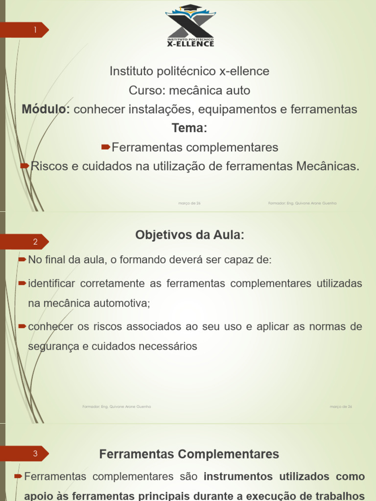 Aula 2 - Ferramentas Complementares, Riscos e Cuidados Na Utilização de ...