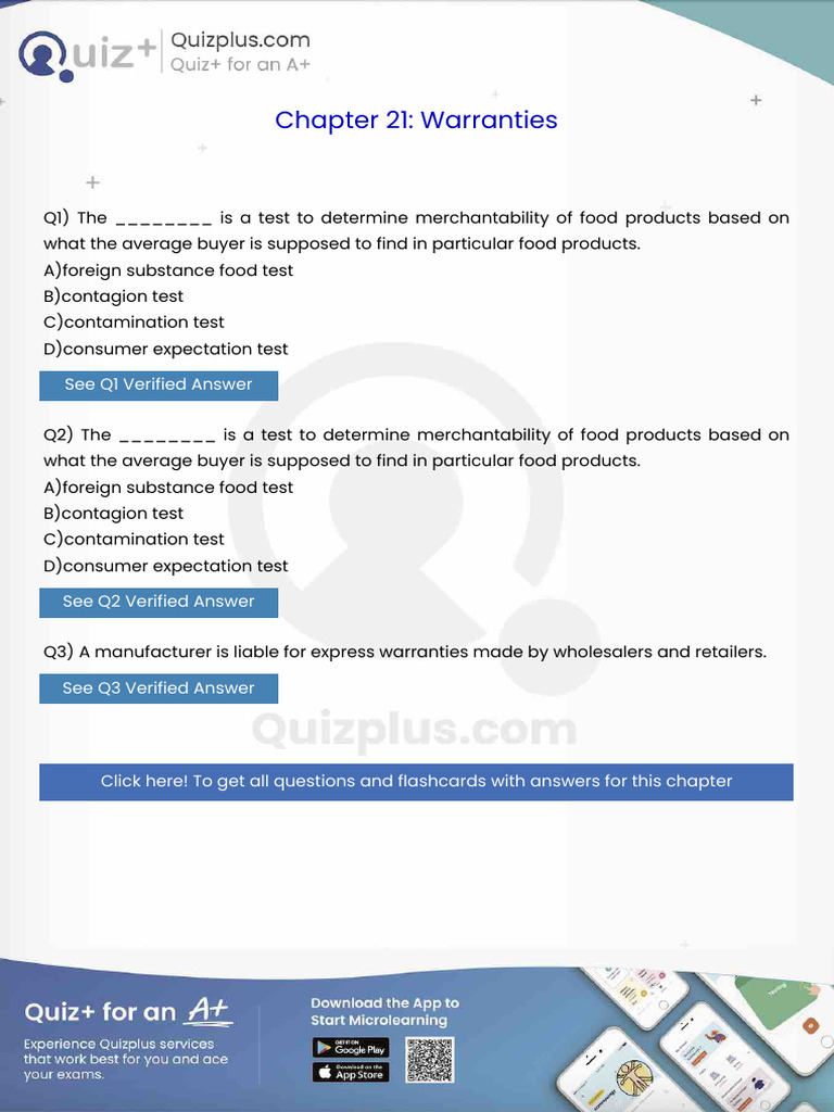 The is a Test to Determine Merchantability of Food Products Based on ...