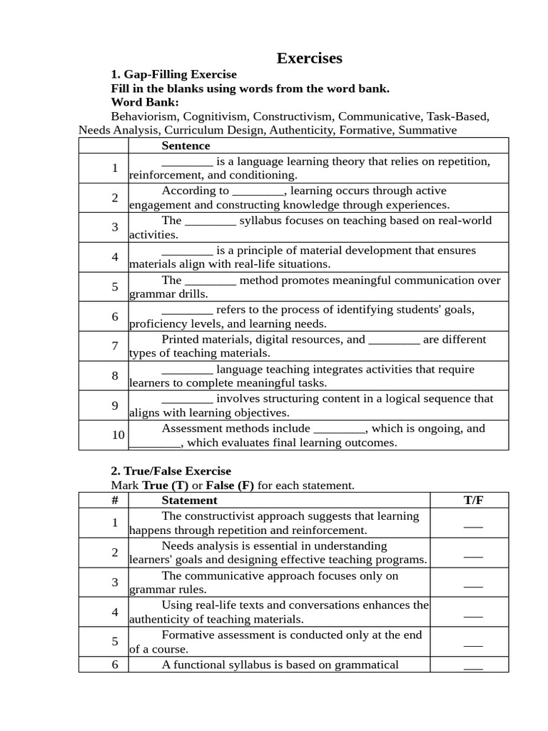 1.3.Exercises | PDF | Constructivism (Philosophy Of Education) | Learning