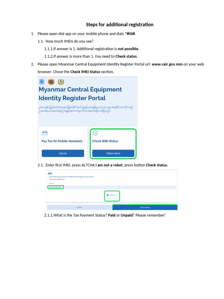Steps for Additional Registration | PDF