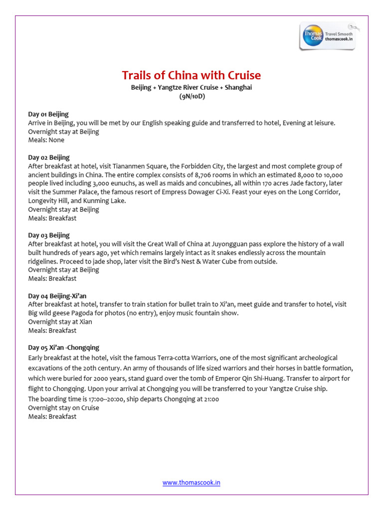 Trails of China With Cruise | PDF